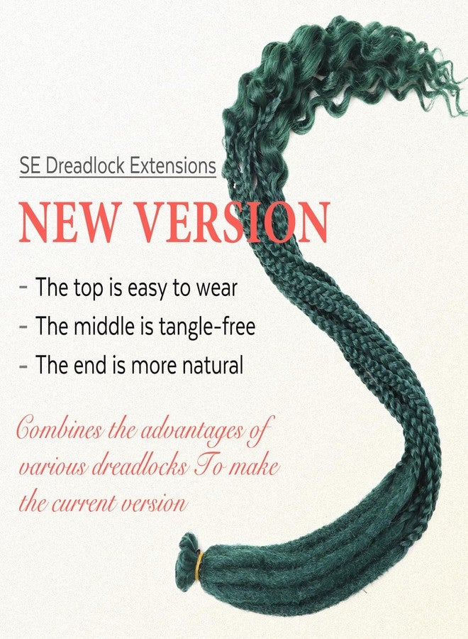 LADY MIRANDA 26 Inch Dreadlock Extensions 20 Strands SE Dreads Extensions Special Designs in 1 Dreadlocks Mixed Dread Braid and Curls Synthetic Dreadlock Extensions (Navy Emerald) - Image 4